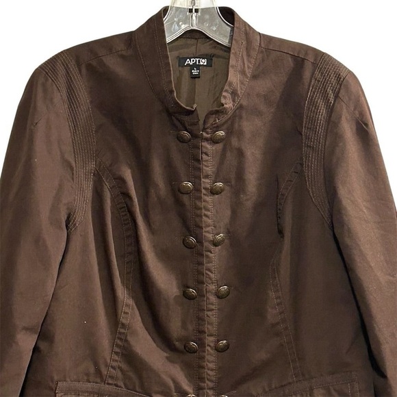 APT. 9 Women's Military Style Jacket Brown Size L Double-Breasted - Picture 2 of 10